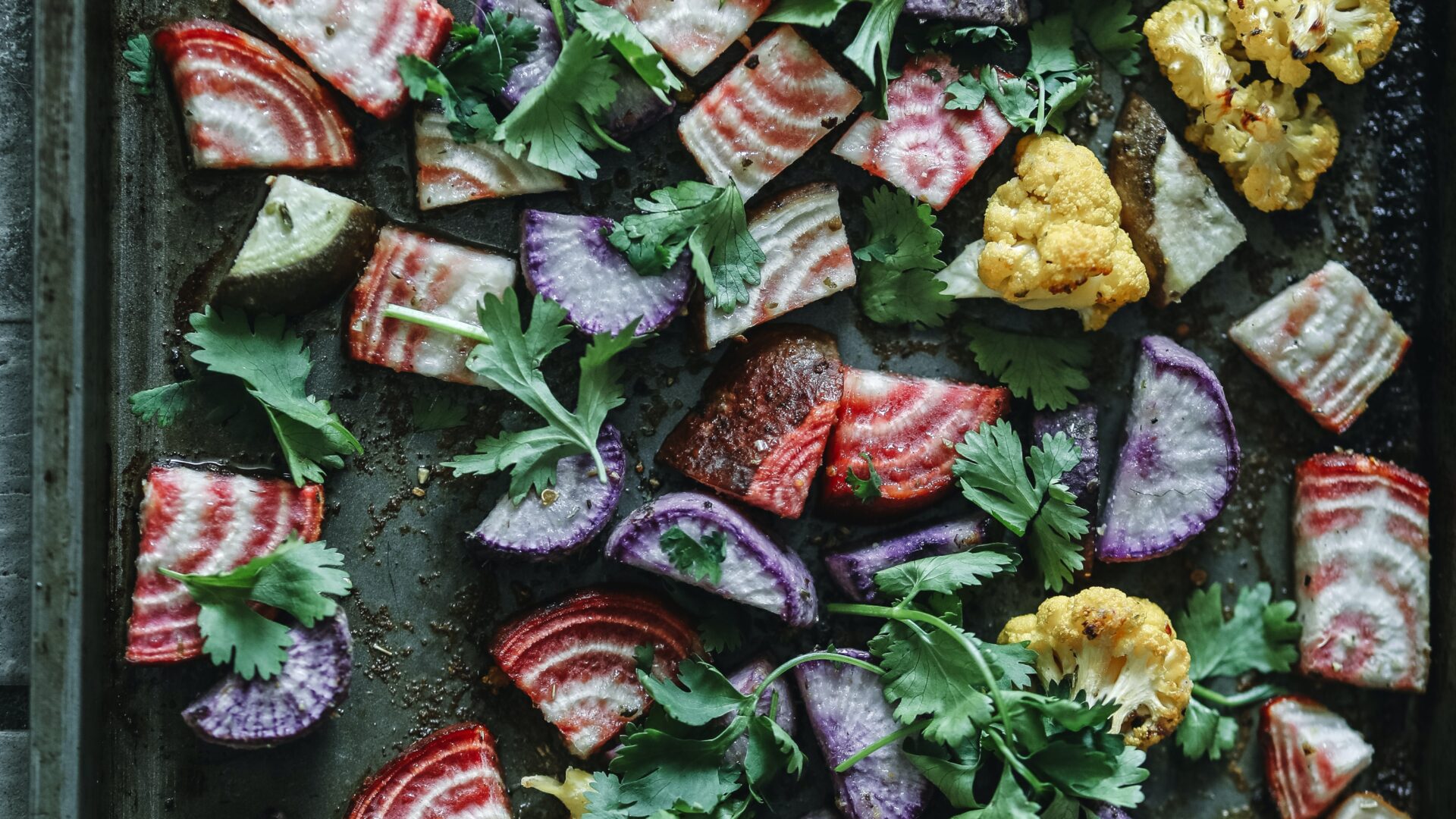 roasted veggies on a tray