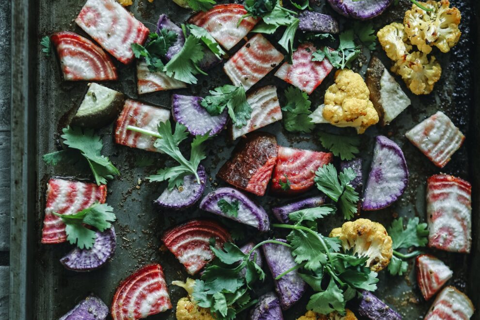 roasted veggies on a tray