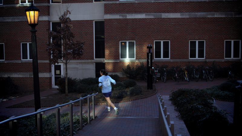 Student runs on campus