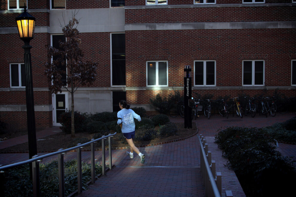 Student runs on campus