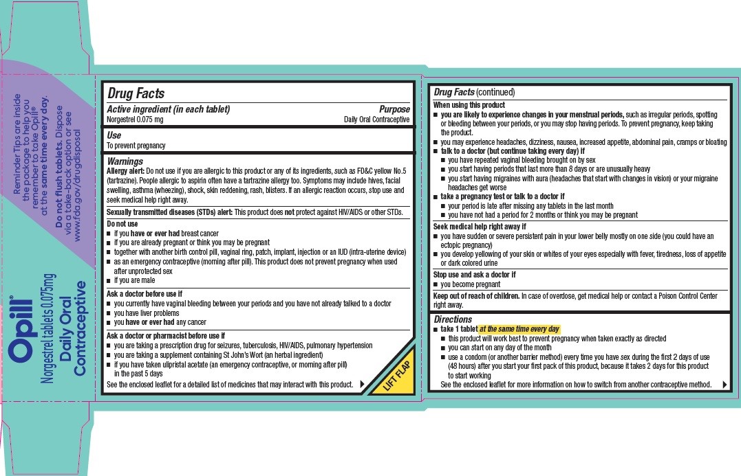 Back of OPill package