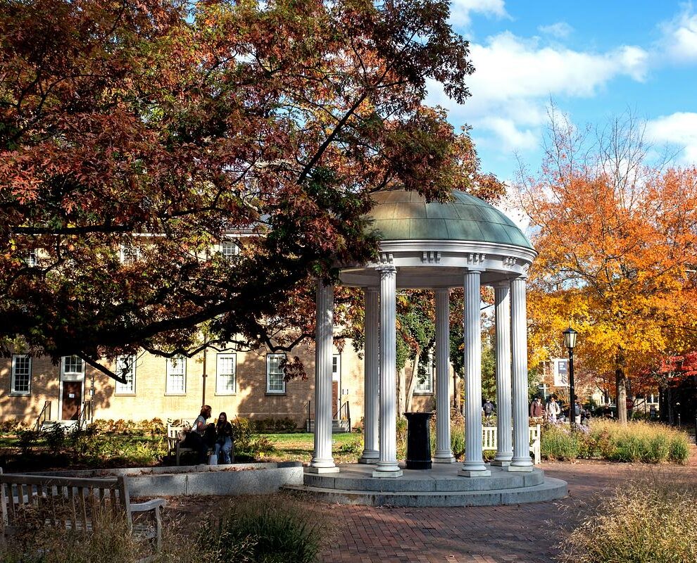 Fall scene near the Old Well on the campus of the University of North Carolina at Chapel Hill. November 7, 2025.